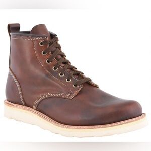 Men's Brown Leather Work Boot - Classic Lace-Up